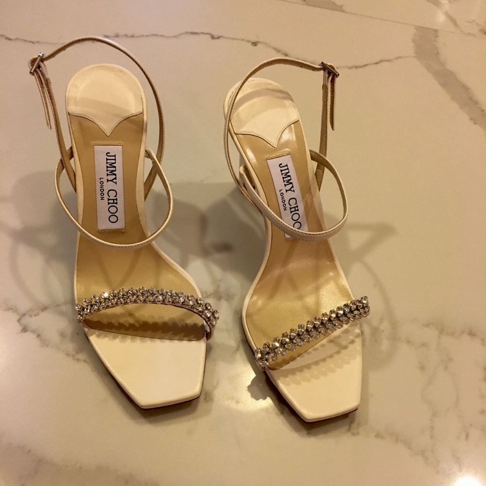 Jimmy Choo Meira embellished Leather Slingback Sandals